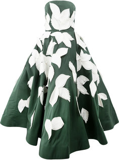 appliqué leaf gown Oscar de la Renta