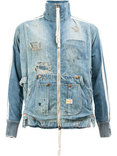 destroyed denim track jacket Greg Lauren