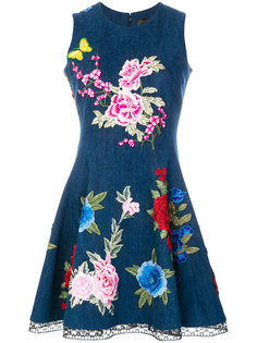 платье с вышивкой и цветочной аппликацией Philipp Plein