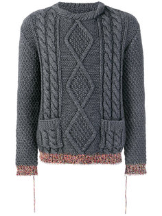свитер вязки косичкой с контрастными манжетами Maison Margiela