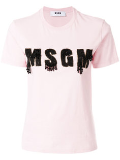 футболка с логотипом из бисера MSGM