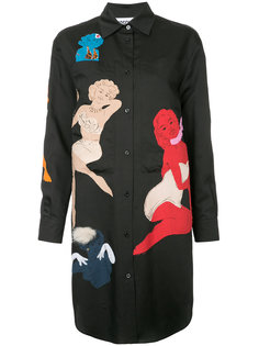 платье-рубашка с аппликациями в стиле пин-ап Moschino