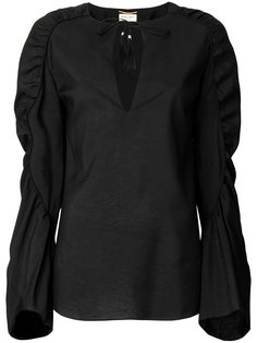 блузка с завязками на горловине Saint Laurent