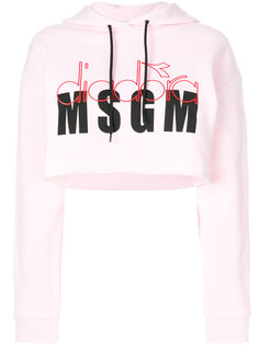 укороченная толстовка с капюшоном и логотипом MSGM X Diadora MSGM