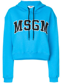 укороченная толстовка с капюшоном и логотипом  MSGM