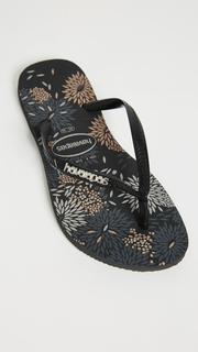 Havaianas Slim Logo Metallic Bloom Flip Flops