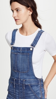 Madewell Skinny Indigo Overalls with Raw Hem