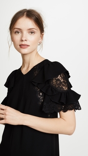 Rebecca Taylor Short Sleeve Crepe Lace Dress