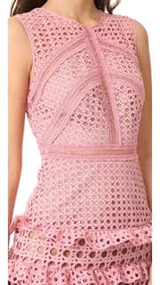 Self Portrait Crosshatch Frill Mini Dress