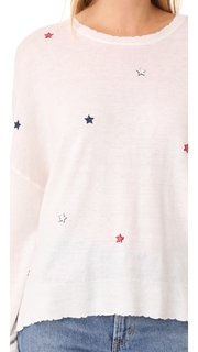 SUNDRY Star Patches Crew Neck Sweater