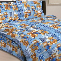 Голубой комплект "Мишки" 1,5-спальный (наволочка 50х70см), Letto