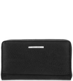Черный кожаный кошелек на молнии Gianni Conti