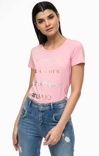 Розовая футболка с декоративной отделкой Liu Jo