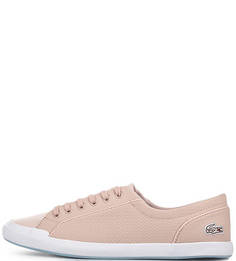 Кожаные кеды кораллового цвета Lacoste