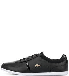 Черные кожаные кроссовки с перфорацией Lacoste