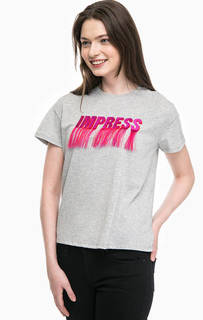 Серая футболка с яркой вышивкой Only