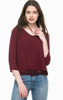 Бордовая блуза с кружевной подкладкой Only
