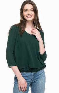 Зеленая блуза с кружевной подкладкой Only