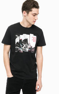 Черная хлопковая футболка с принтом Jack & Jones