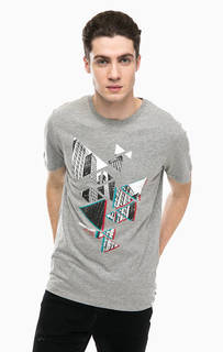 Серая хлопковая футболка с принтом Jack & Jones