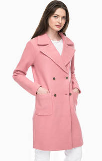 Розовое двубортное пальто Only