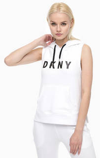 Короткий хлопковый топ с капюшоном Dkny