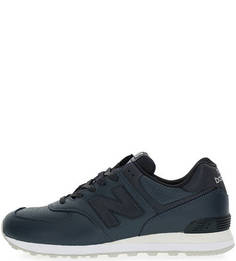 Синие кожаные кроссовки New Balance
