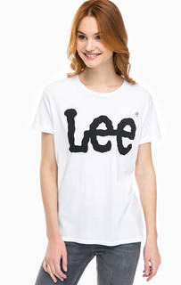 Белая футболка с логотипом бренда Lee