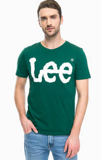 Зеленая футболка с логотипом бренда Lee