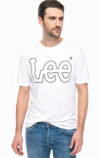 Белая футболка с логотипом бренда Lee