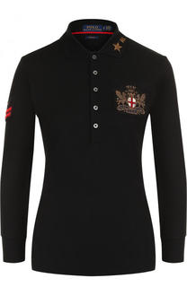 Приталенное хлопковое поло с удлиненным рукавом Polo Ralph Lauren
