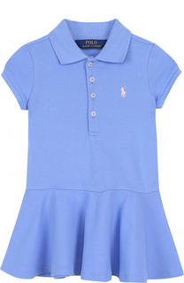 Хлопковое мини-платье с логотипом бренда Polo Ralph Lauren