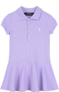 Хлопковое мини-платье с логотипом бренда Polo Ralph Lauren