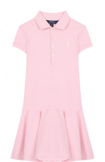 Хлопковое мини-платье с логотипом бренда Polo Ralph Lauren