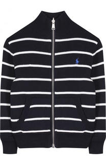Хлопковый кардиган на молнии с воротником-стойкой Polo Ralph Lauren