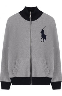 Хлопковый кардиган на молнии с воротником-стойкой Polo Ralph Lauren