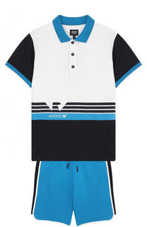 Хлопковый комплект из футболки и шорт Armani Junior