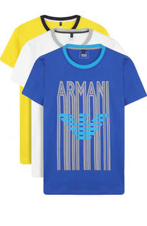 Комплект из трех футболок с принтом Armani Junior