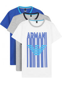 Комплект из трех футболок с принтом Armani Junior