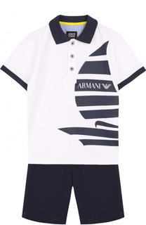 Хлопковый комплект из футболки и шорт Armani Junior