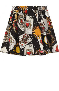 Хлопковая юбка свободного кроя с принтом Dolce &amp; Gabbana