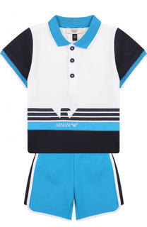 Хлопковый комплект из футболки и шорт Armani Junior