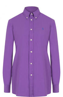 Однотонная хлопковая блуза прямого кроя Polo Ralph Lauren