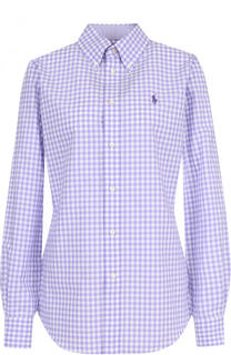 Приталенная хлопковая блуза в клетку Polo Ralph Lauren