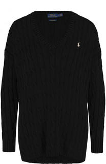 Хлопковый пуловер фактурной вязки с V-образным вырезом Polo Ralph Lauren