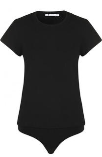 Однотонное хлопковое боди с коротким рукавом T by Alexander Wang