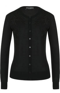 Однотонный кашемировый кардиган с круглым вырезом Dolce &amp; Gabbana