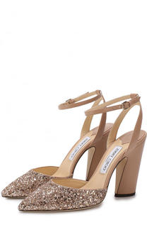 Кожаные туфли Micky 100 с глиттером Jimmy Choo
