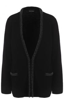 Однотонный кардиган свободного кроя с вышивкой бисером Emporio Armani