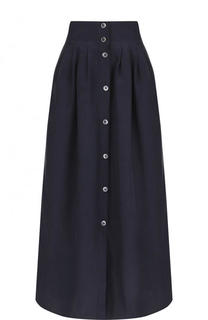 Однотонная юбка из смеси льна и шелка с хлопком Emporio Armani